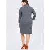 Vestido de inverno casual de pescoço alto tamanho