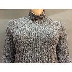 Vestido de inverno casual de pescoço alto tamanho