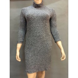 Vestido de inverno casual de pescoço alto tamanho