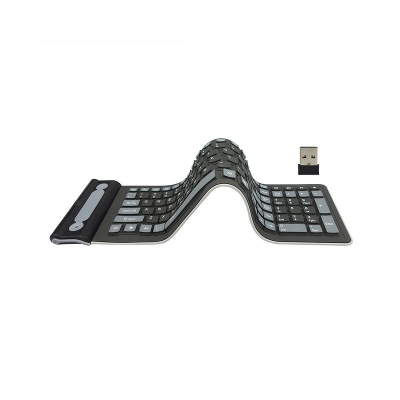 Silicone flexível - dobrável - sem fio - teclado 107 teclas - russo - Qwerty