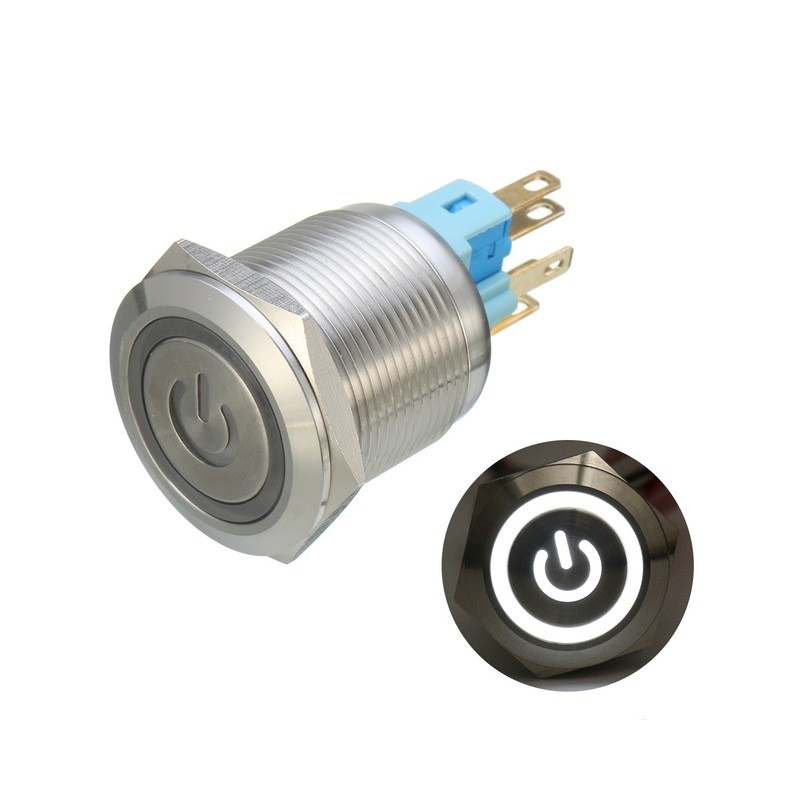 6 Pin 22mm 12V Led light metal push button latching switchSwitches