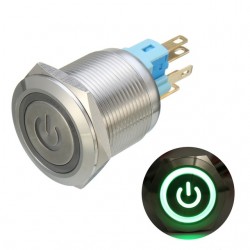 6 pinos 22mm 12V Interruptor de travamento de botão de metal leve conduzido