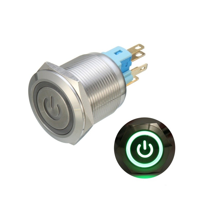 6 pinos 22mm 12V Interruptor de travamento de botão de metal leve conduzido 6 pinos 22mm 12V Interruptor de travamento de botão de metal leve conduzido