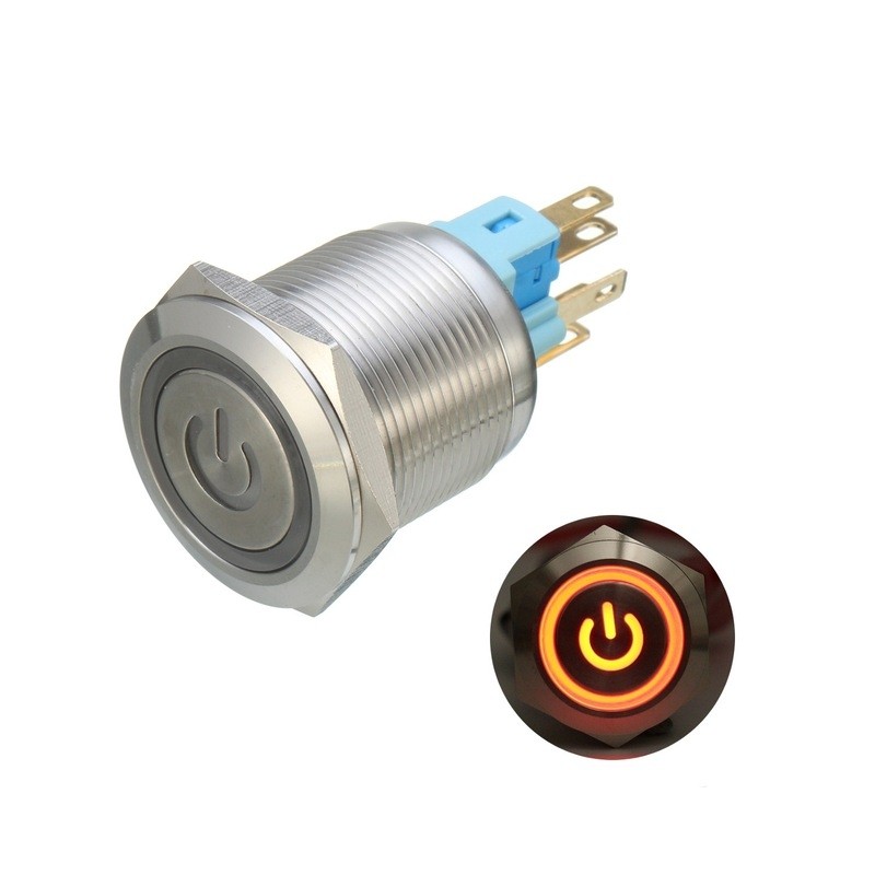 6 pinos 22mm 12V Interruptor de travamento de botão de metal leve conduzido 6 pinos 22mm 12V Interruptor de travamento de botão de metal leve conduzido
