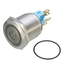 6 pinos 22mm 12V Interruptor de travamento de botão de metal leve conduzido