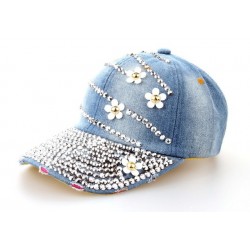 Cotton Jeans Rhinestone Cap Baseball HatHats & Caps