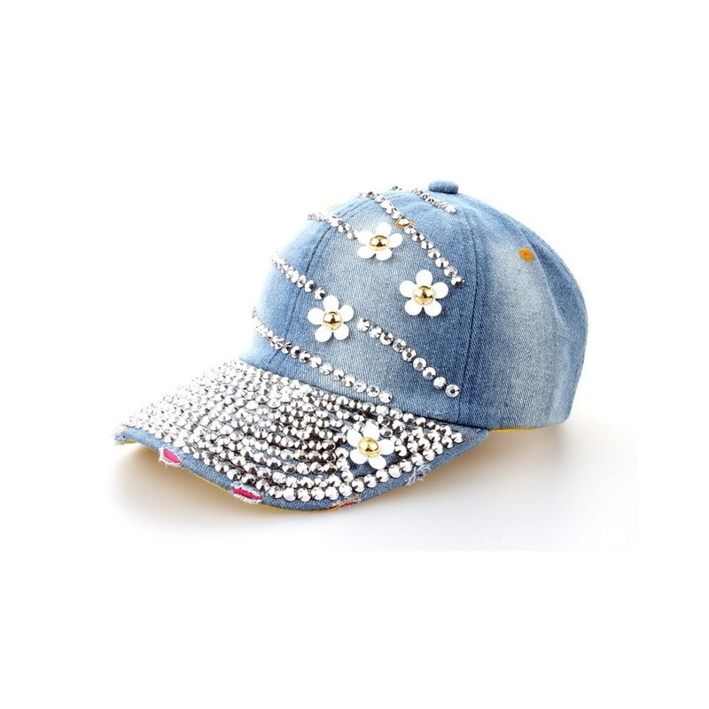 Cotton Jeans Rhinestone Cap Baseball HatHats & Caps