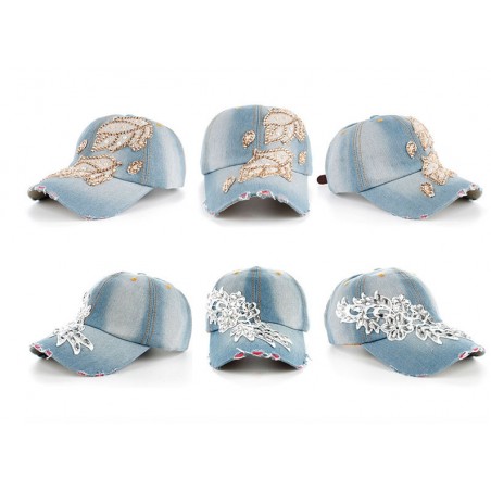 Cotton Jeans Rhinestone Cap Baseball HatHats & Caps