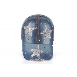 Tampa de beisebol de algodão / jeans na moda com estrelas de strass