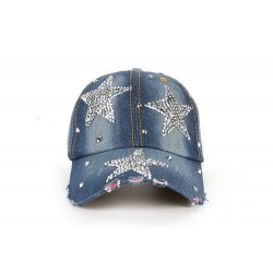 Tampa de beisebol de algodão / jeans na moda com estrelas de strass