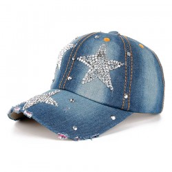 Tampa de beisebol de algodão / jeans na moda com estrelas de strass