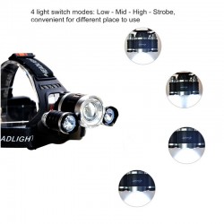 Farol de cabeça - lanterna de zoom - tocha - 3 lâmpada de LED XML-T6