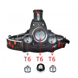 Farol de cabeça - lanterna de zoom - tocha - 3 lâmpada de LED XML-T6