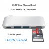 5 em 1 USB 3 Hub Multi Tipo C Splitter Leitor de cartão de adaptador
