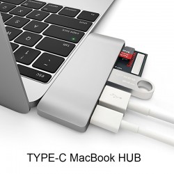 5 em 1 USB 3 Hub Multi Tipo C Splitter Leitor de cartão de adaptador