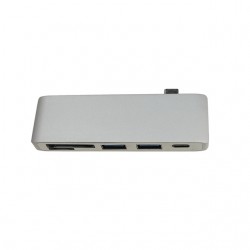 5 em 1 USB 3 Hub Multi Tipo C Splitter Leitor de cartão de adaptador