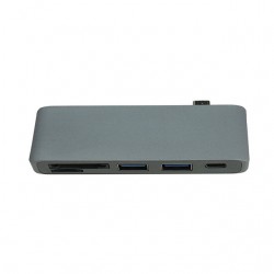 5 em 1 USB 3 Hub Multi Tipo C Splitter Leitor de cartão de adaptador