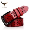 Genuine leather belt with flower motifBelts