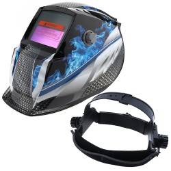 Capacete de soldagem de máscara solar de fogo azul