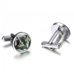 Cufflinks redondos de camuflagem