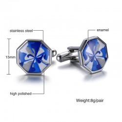 Aço inoxidável Octagon Blue Cufflinks