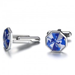 Aço inoxidável Octagon Blue Cufflinks