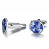 Aço inoxidável Octagon Blue Cufflinks