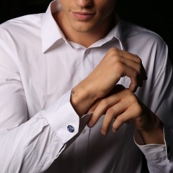 Aço inoxidável Octagon Blue Cufflinks