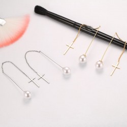Pérola larga linha longa brincos elegantes