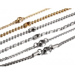 Ouro e prata colar de aço inoxidável unisex