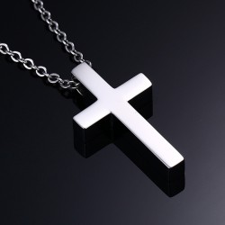 pingente cruz em branco clássico com colar de aço inoxidável