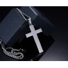 pingente cruz em branco clássico com colar de aço inoxidável
