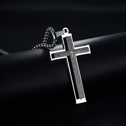 Cruz com bíblia espanhola - colar de aço inoxidável - unisex