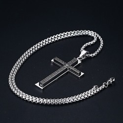Cruz com bíblia espanhola - colar de aço inoxidável - unisex