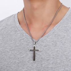 Cruz com bíblia espanhola - colar de aço inoxidável - unisex