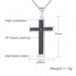 Cruz com bíblia espanhola - colar de aço inoxidável - unisex