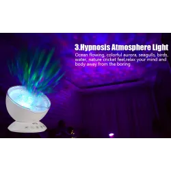Ondas oceânicas - céu estrelado - luz noturna LED USB - projetor