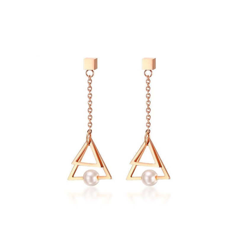 Triangle Pearl Drop EarringsEarrings