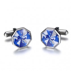 Aço inoxidável Octagon Blue Cufflinks