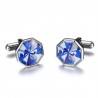 Aço inoxidável Octagon Blue Cufflinks