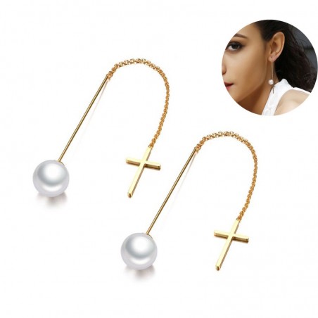 Pérola larga linha longa brincos elegantes