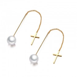Pérola larga linha longa brincos elegantes