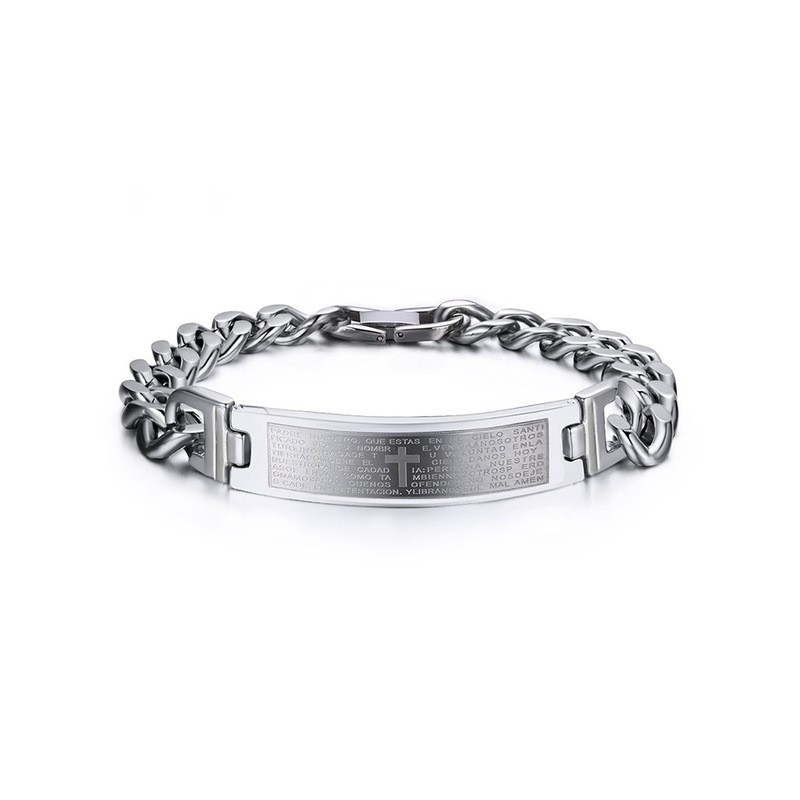 Pulseira de aço inoxidável da cruz da Bíblia