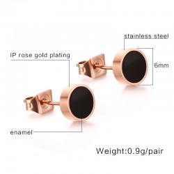 Preto & branco rosa ouro stud brincos redondos