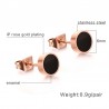 Preto & branco rosa ouro stud brincos redondos