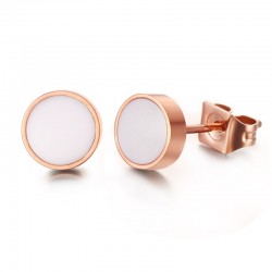 Preto & branco rosa ouro stud brincos redondos