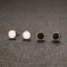 Preto & branco rosa ouro stud brincos redondos