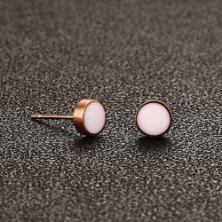 Preto & branco rosa ouro stud brincos redondos
