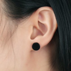 Round Black & Silver Stud EarringsEarrings