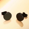 Round Black & Silver Stud EarringsEarrings